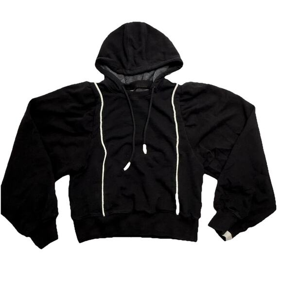 Free People FP Movement Sandstorm Pullover Hoodie XS Black Oversized Cropped - Picture 5 of 16